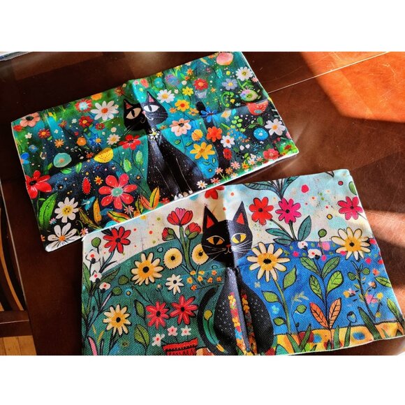 Black Cat Decorative Throw Pillow Cover Case Floral Decor Sofa Couch Accent 20" - Picture 9 of 9